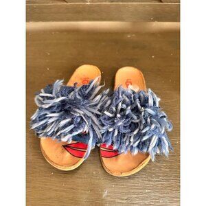 Girls UGG Willow K Denim Blue/Samba Red Suede Girls size 12 slides